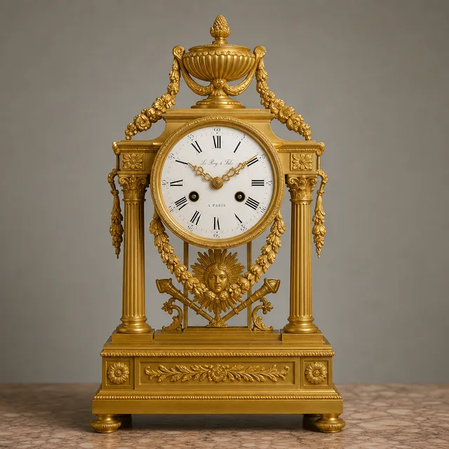Louis XVI–style gilt-bronze mantel clock — sample antique